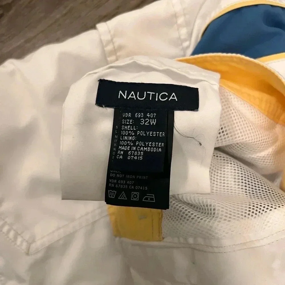 Nautica White Swim Trunks with Blue Palm Panel